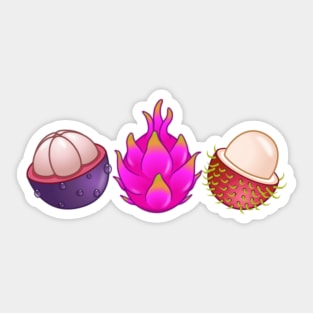 Dragonfruit Rambutan Mangosteen for exotic fruit lovers Sticker